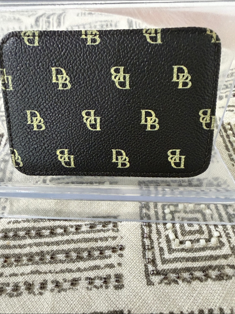 Dooney & Bourke Brown/Cream Card Case with DB Monogram